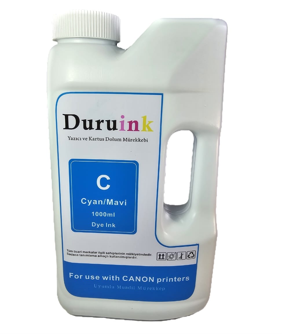 DURUINK CANON YAZICILAR İÇİN UYUMLU MAVİ/CYAN MÜREKKEP 1 LTX20 AD. 1 KOLİ