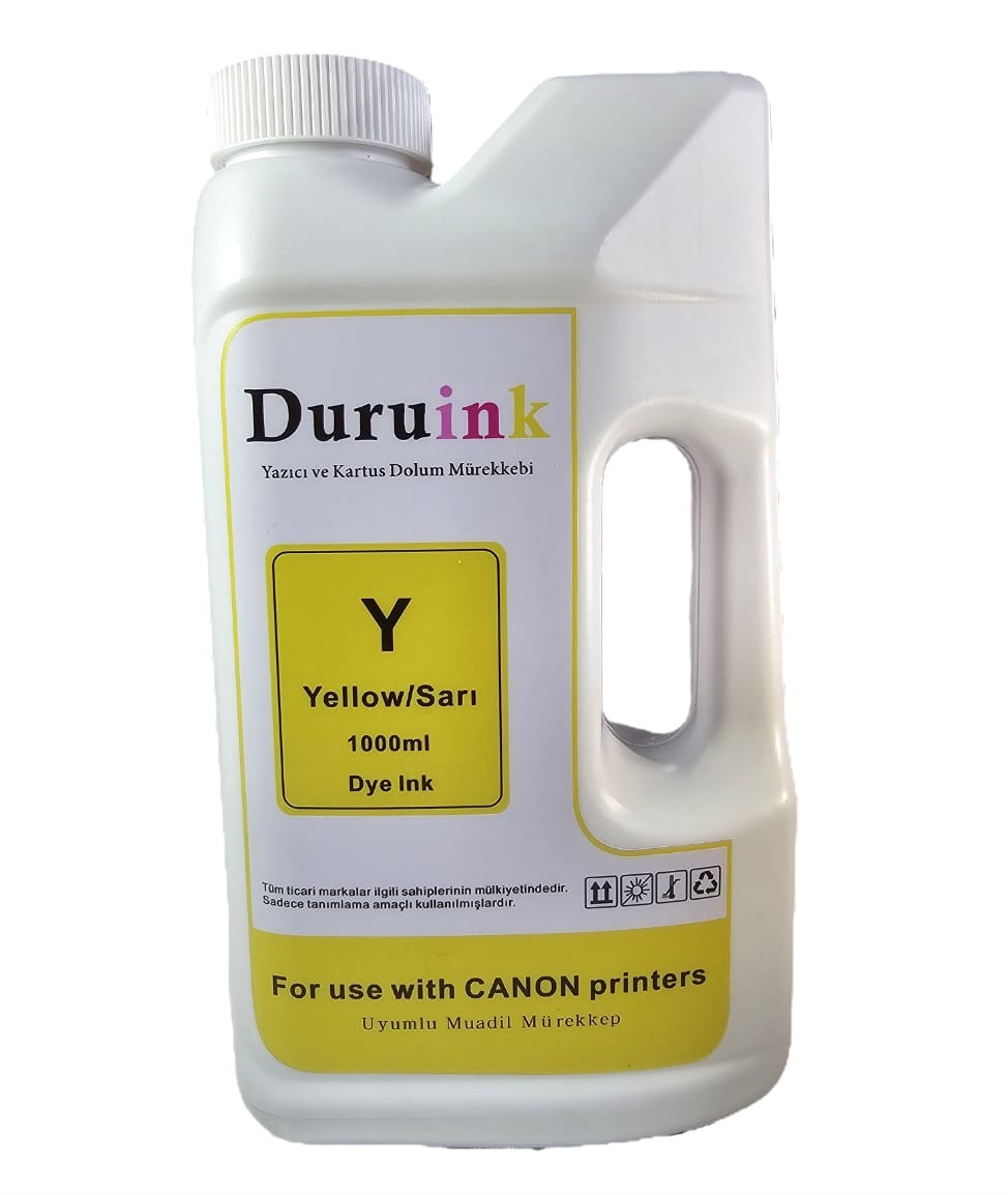DURUINK CANON YAZICILAR İÇİN UYUMLU SARI/YELLOW MÜREKKEP 1 LTX20 AD. 1 KOLİ