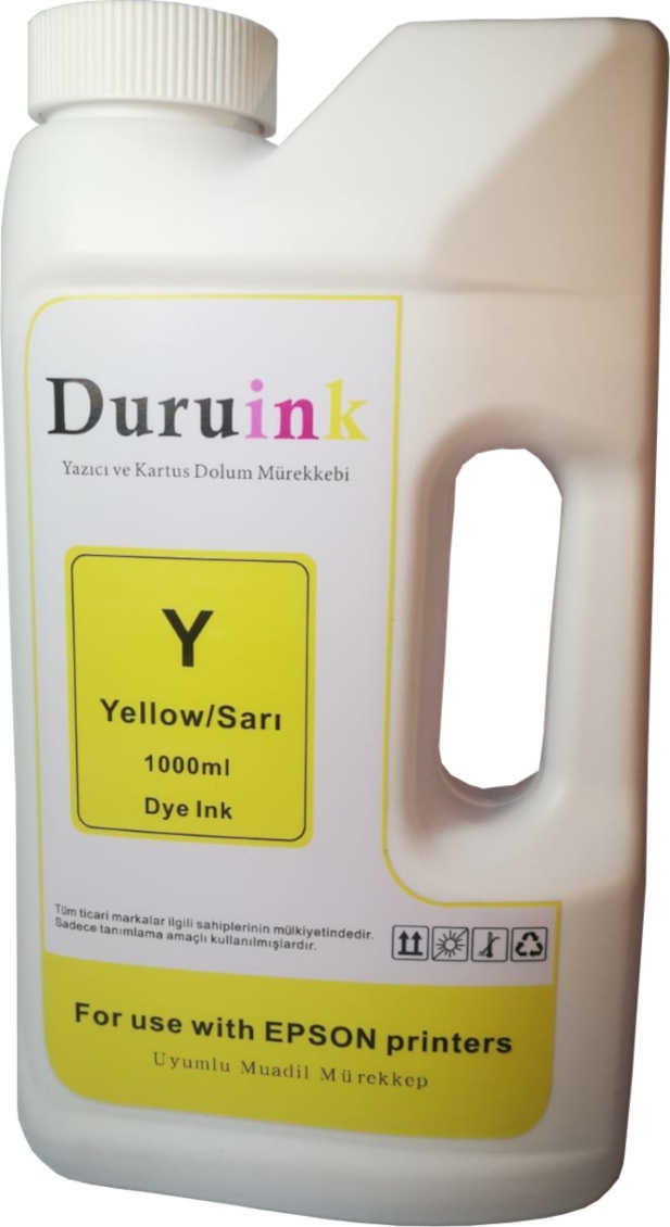 DURUINK EPSON L SERİSİ YAZICILAR İÇİN UYUMLU SARI/YELLOW MÜREKKEP 1 LTX20 AD.  1 KOLİ