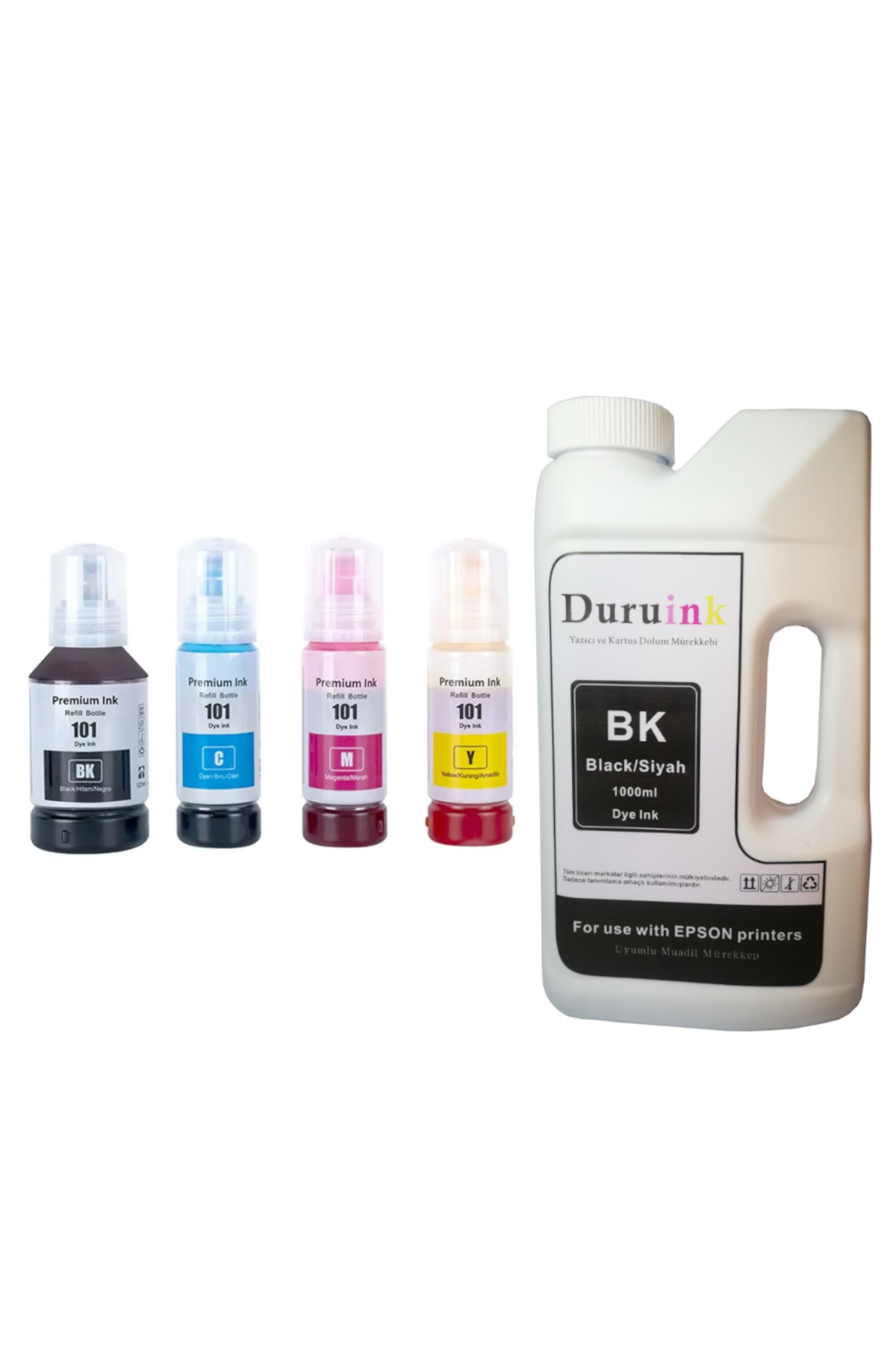 EPSON ECOTANK L11050 101 103 UYUMLU MÜREKKEP SETİ 127ML SİYAH+3X70ML RENKLİ + 1000ML SİYAH