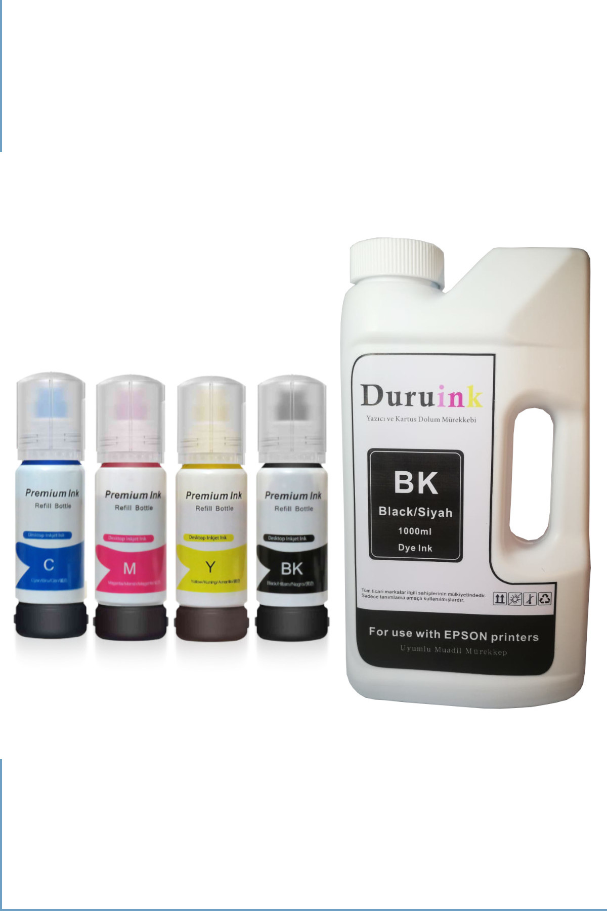 EPSON ECOTANK L1250 101 103 UYUMLU MÜREKKEP SETİ 4X70ML + 1000ML SİYAH