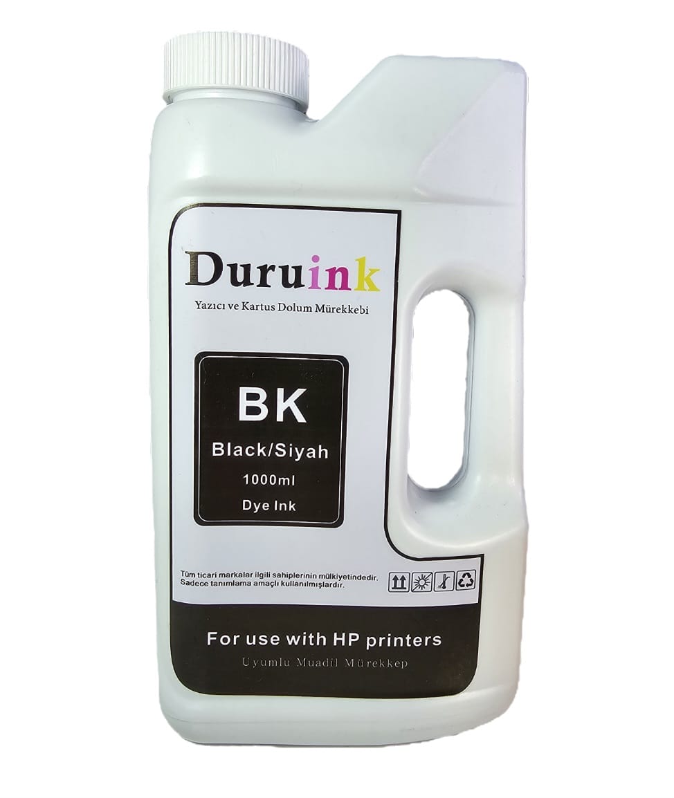 DURUINK HP YAZICILAR İÇİN UYUMLU SİYAH/BLACK MÜREKKEP 1 LTX20 AD. 1 KOLİ