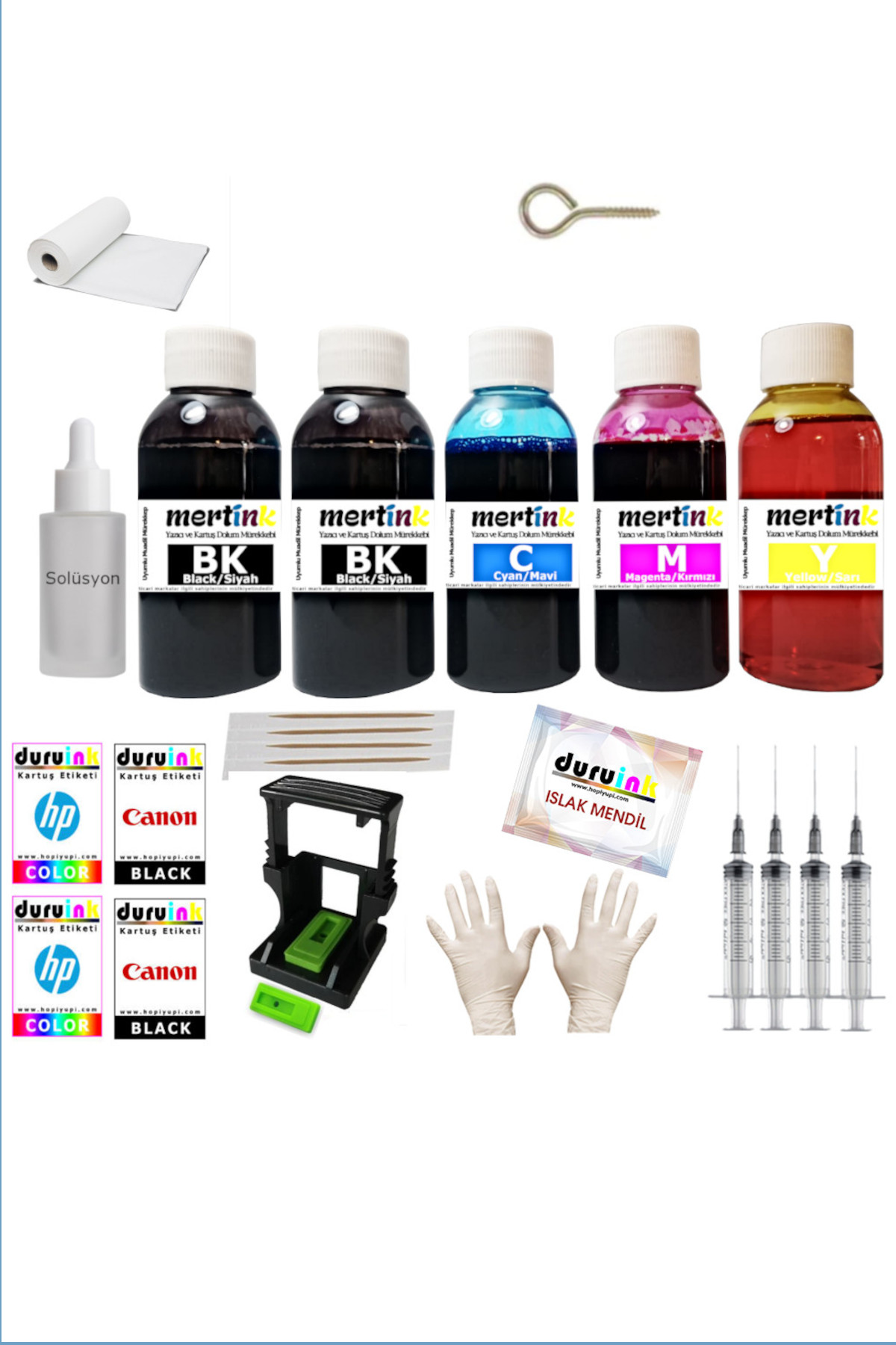 MERTINK HP 4220 (305) KARTUŞ DOLUM SETİ  5 Lİ SET 5X100ML RENKLİ MÜREKKEP