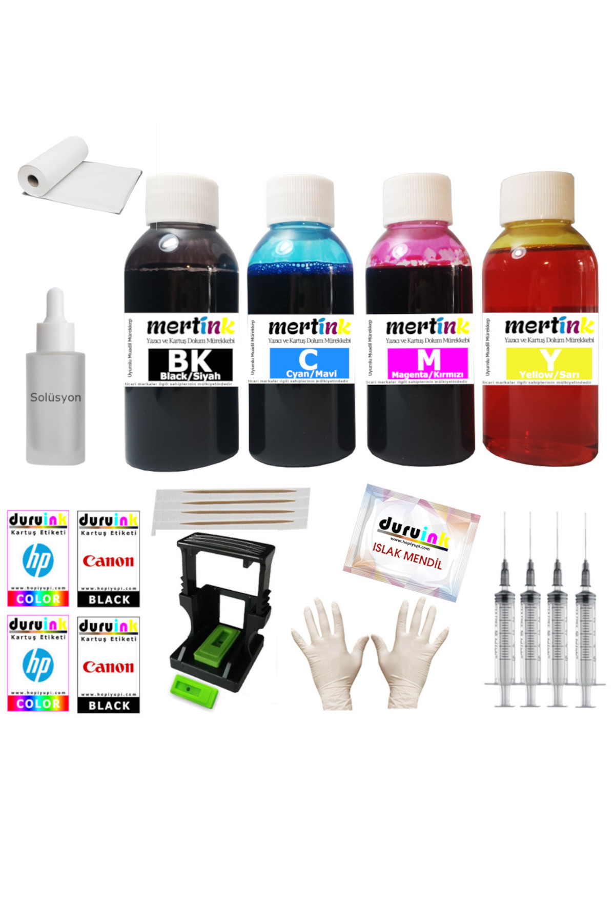 MERTINK HP K7100 D5160 B8350 (344 343 339) KARTUŞ DOLUM SETİ  4x100ML 4