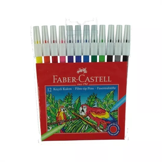 Faber Castell Keçeli Boya Kalemi 12 Renk – Canlı ve Dayanıklı Renkler