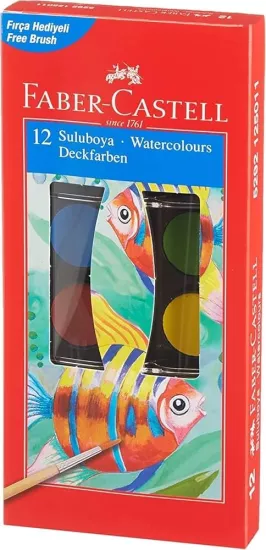 Faber Castell Sulu Boya 12 Renk – Canlı ve Kolay Karışabilen Renkler