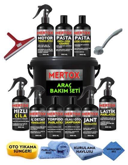 MERTOX EŞSİZ Oto Bakım Pasta Cila Temizlik Seti 16 Parça Full Araç Araba Yıkama Set