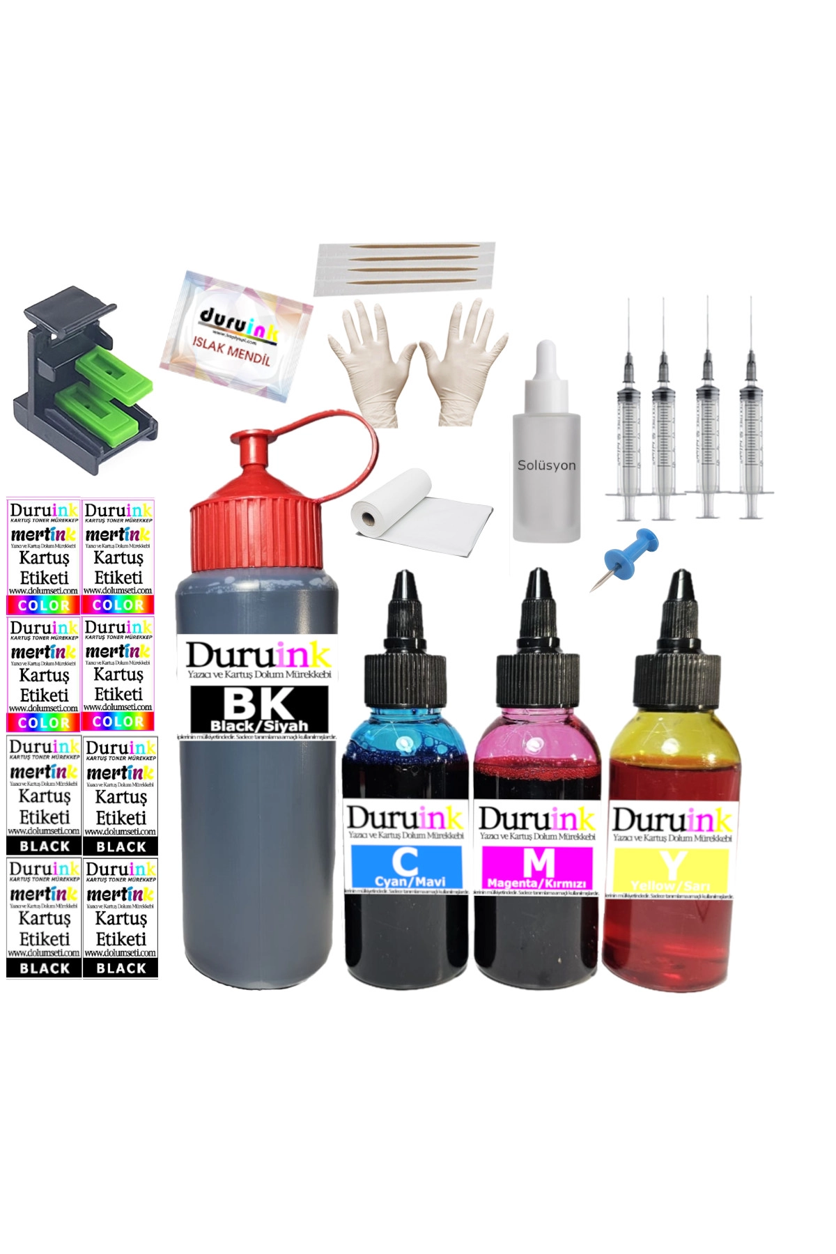 DURUINK CANON TS3750i PG-575 CL-576  KARTUŞ DOLUM SETİ 500ML SİYAH+3x100ML RENKLİ MÜREKKEP